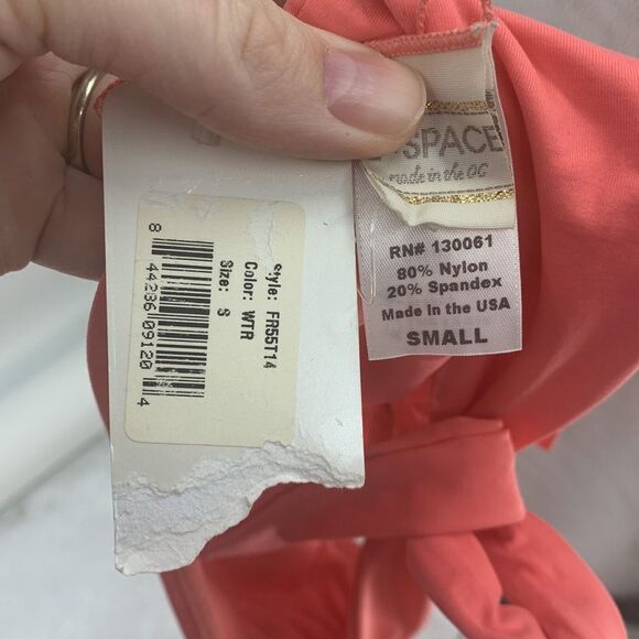 L*Space Watermelon Dolly Fringe Knotted Bandeau Bikini Top NWT Sz‎ S - Picture 5 of 6